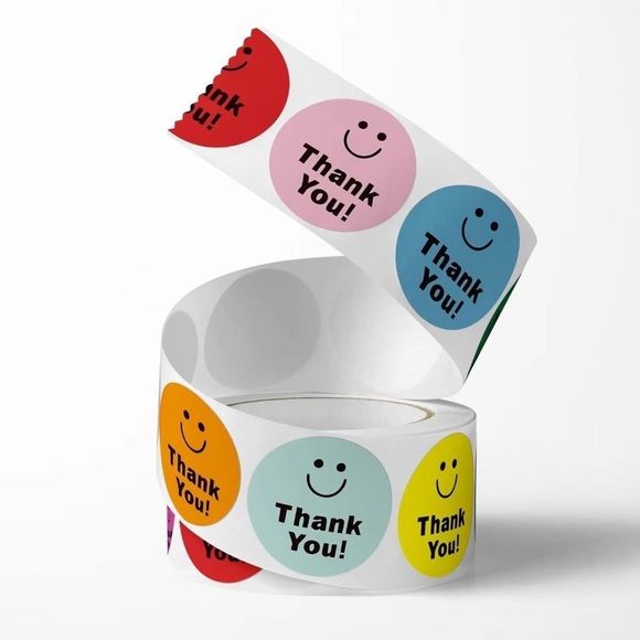 STICKERAFT Other - 1in Business Stickers, Smiley Face Stickers, Packaging for Small Business